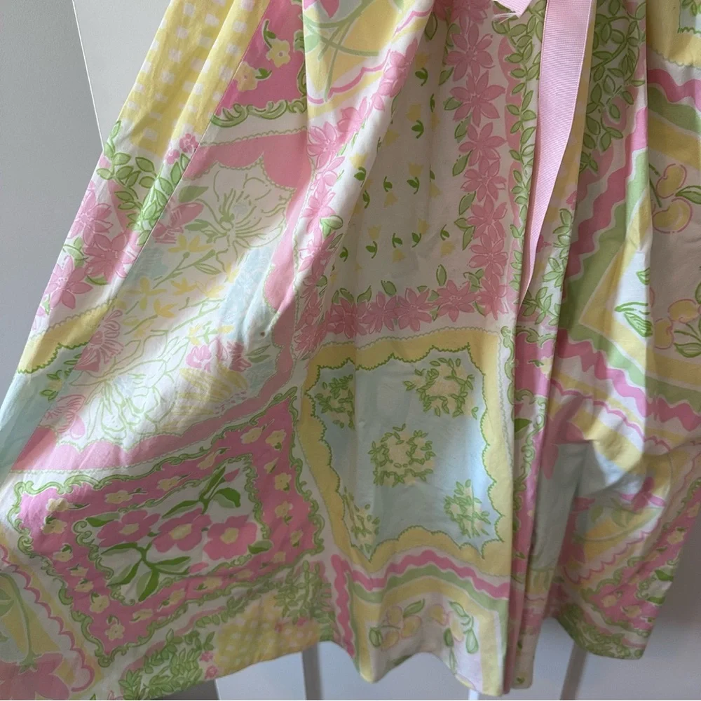 Lilly Pulitzer Pastel Floral Halter Dress Size 14 Cotton Fit & Flare - Picture 5 of 8